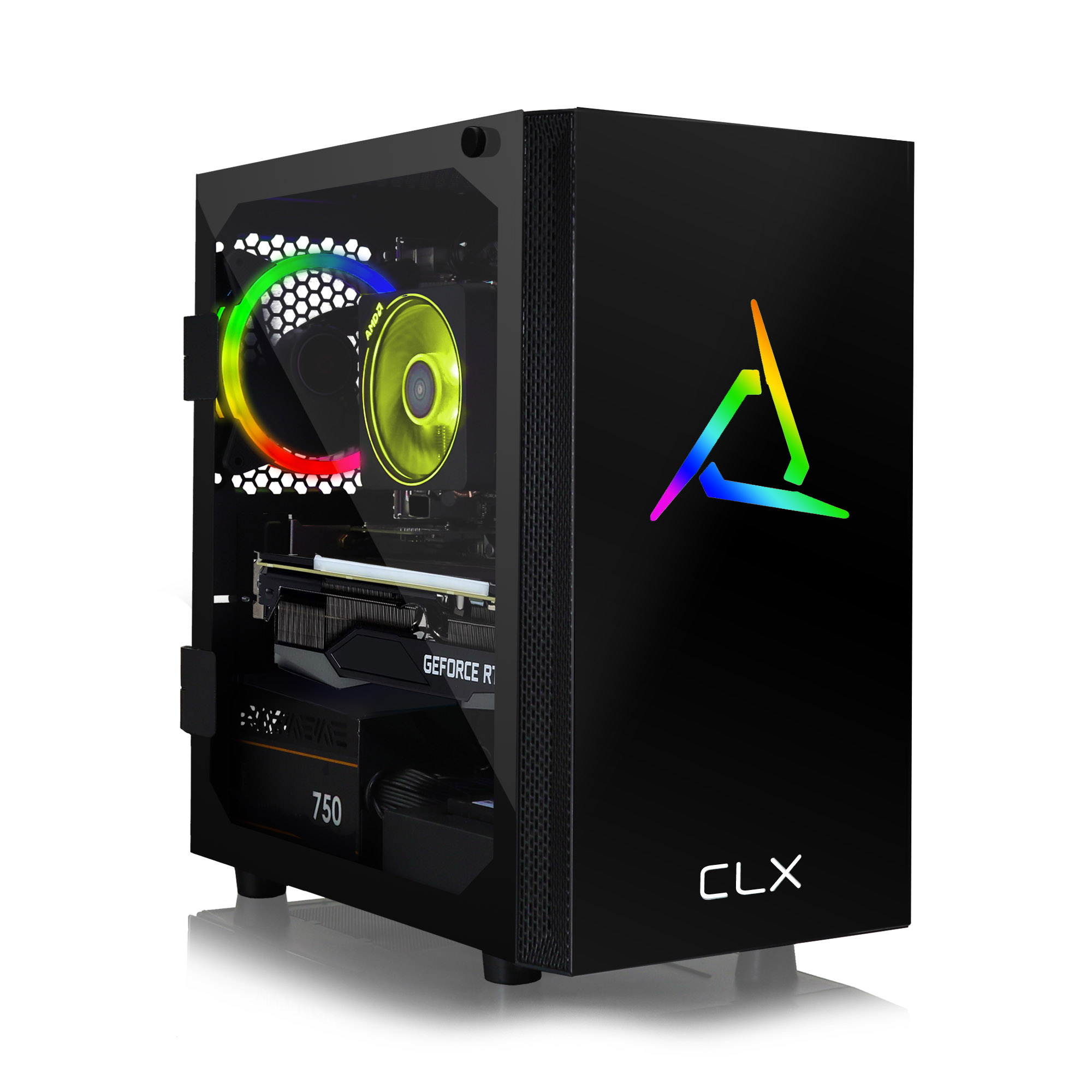 CLX SET Gaming Desktop - AMD Ryzen 5 3600 3.6GHz 6-Core Processor, 16GB DDR4 Memory, GeForce RTX 3060 Ti 8GB GDDR6 Graphics, 480GB SSD, 2TB HDD, WiFi, Windows 10 Home 64-bit