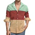 CLXMCS Mint Green Burgundy Apricot164 Men's Long Sleeve Shirts, Casual