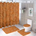 CLXMCS Tangerine Paisley42 Bathroom Shower Curtain Set, 4PS Bathroom Rugs Sets with Waterproof