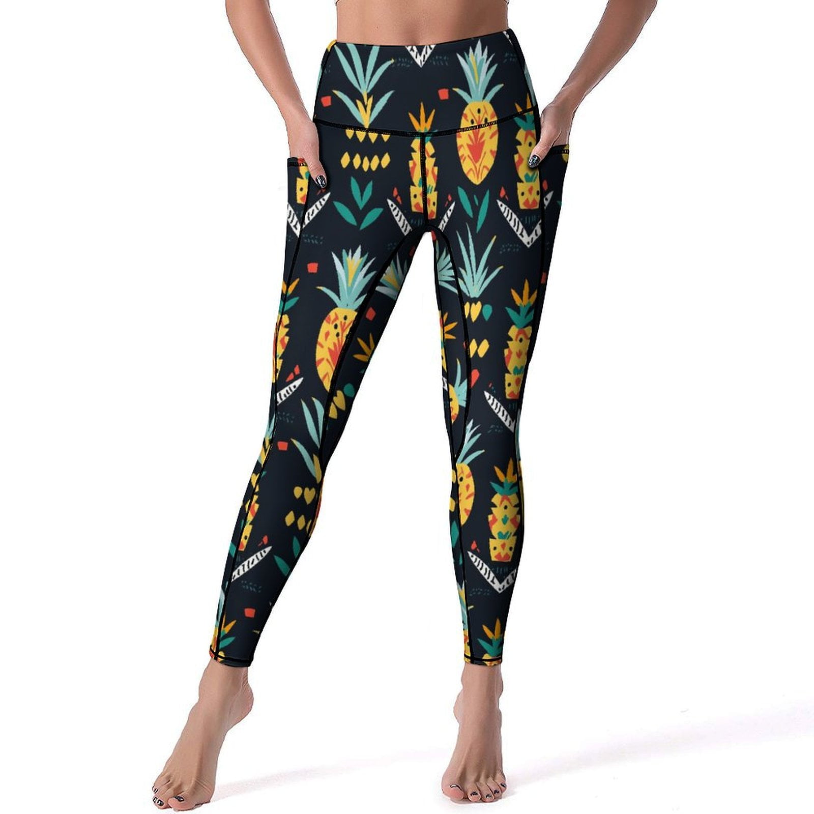 CLXMCS Unique Pineapple Aztec 801 Women s Leggings High Waisted Yoga Pants Leggings with Pockets Yoga Pants for Workout Walmart