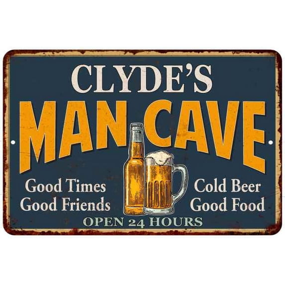 CLYDE'S Man Cave Gift Metal Sign Green Gift 12x18 112180012190