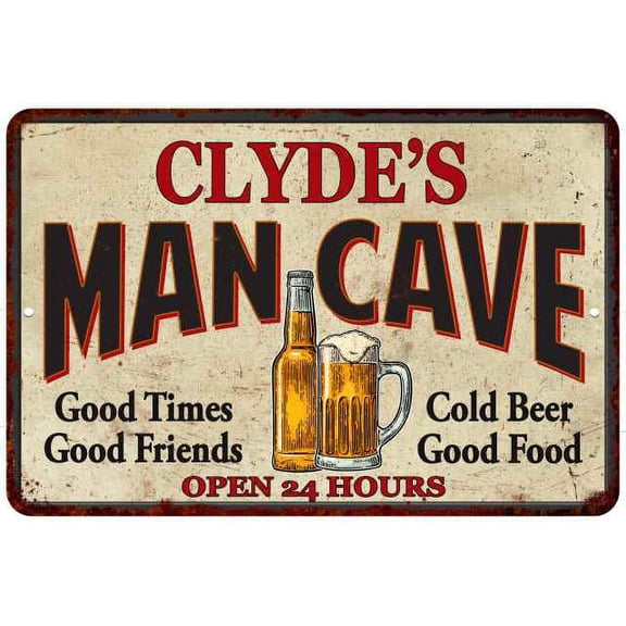 CLYDE'S Man Cave Sign 8 x 12 High Gloss Metal 208120011190