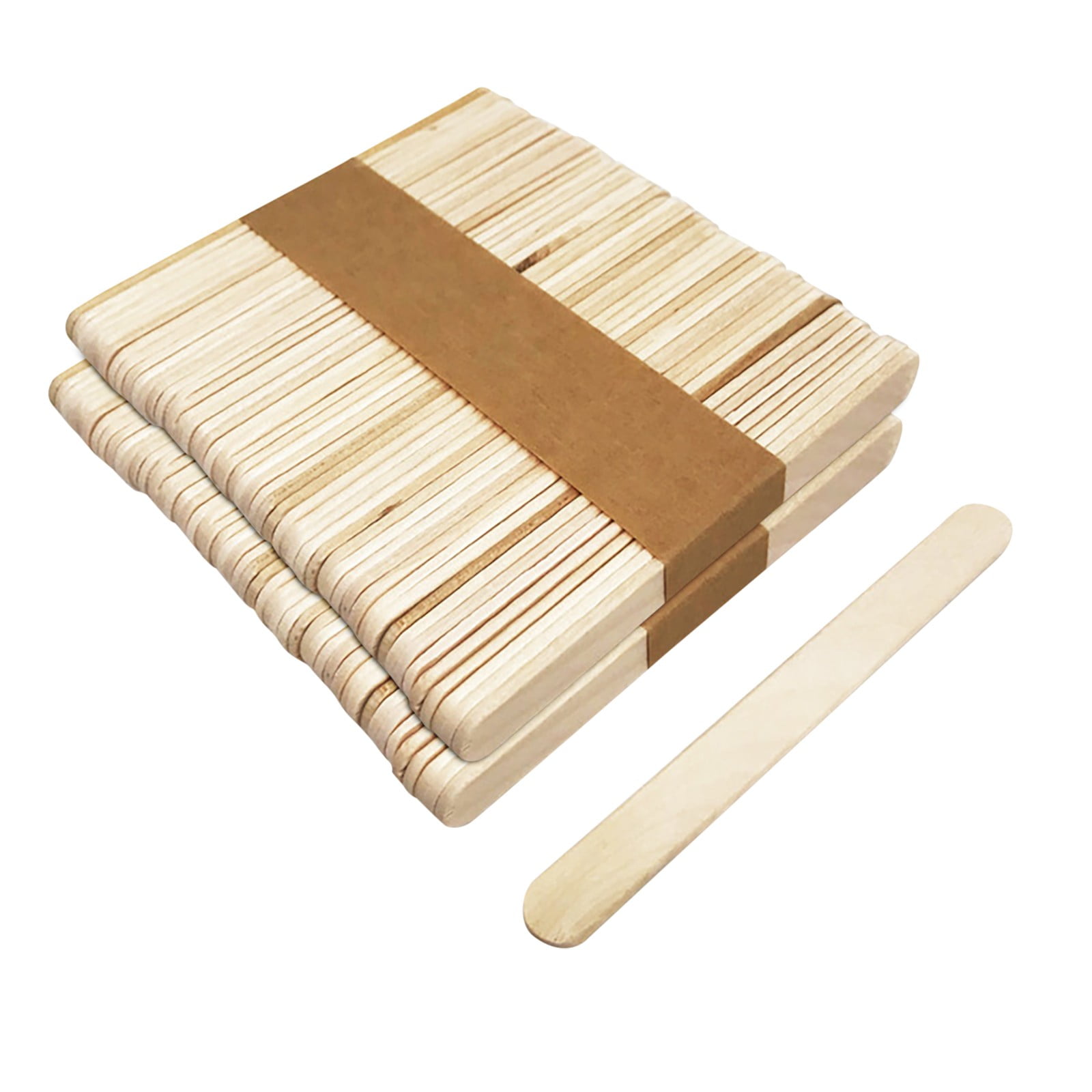 CLZOUD 100 Count Wooden MultiPurpose Popsicle Sticks Craft Ice Cream Wax Waxing Tongue