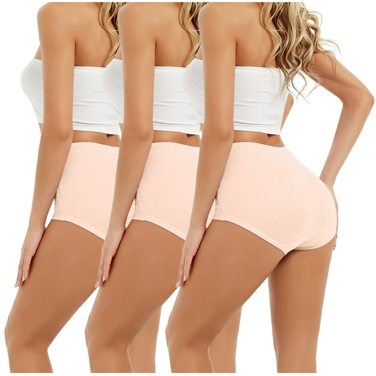 CLZOUD Bedroom Decor for Couples Beige Cotton Women High Waist Tummy  Control Panties Underwear Shapewear Brief Panties