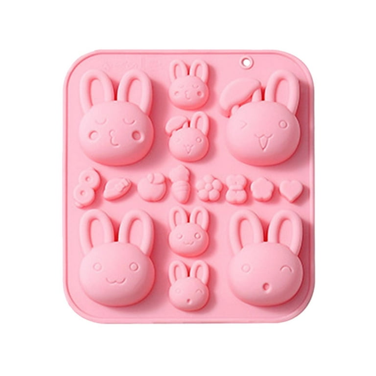 Clzoud Cake Pop Molds Shapes Cute Bunny Theme Silicone Gel Homemade DIY Chocolate Candy Molds Silica Gel Pink Reusable Easy Release, Adult Unisex