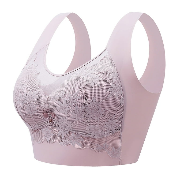 CLZOUD Comfort Bras for Women Pink Nylon,Spandex Women Gathered Beautiful  Back Lace Wrapped Chest Vest without Steel Ring Fixed Cup To Collect  Auxiliary Seamless Chest Wrapped Bra L 