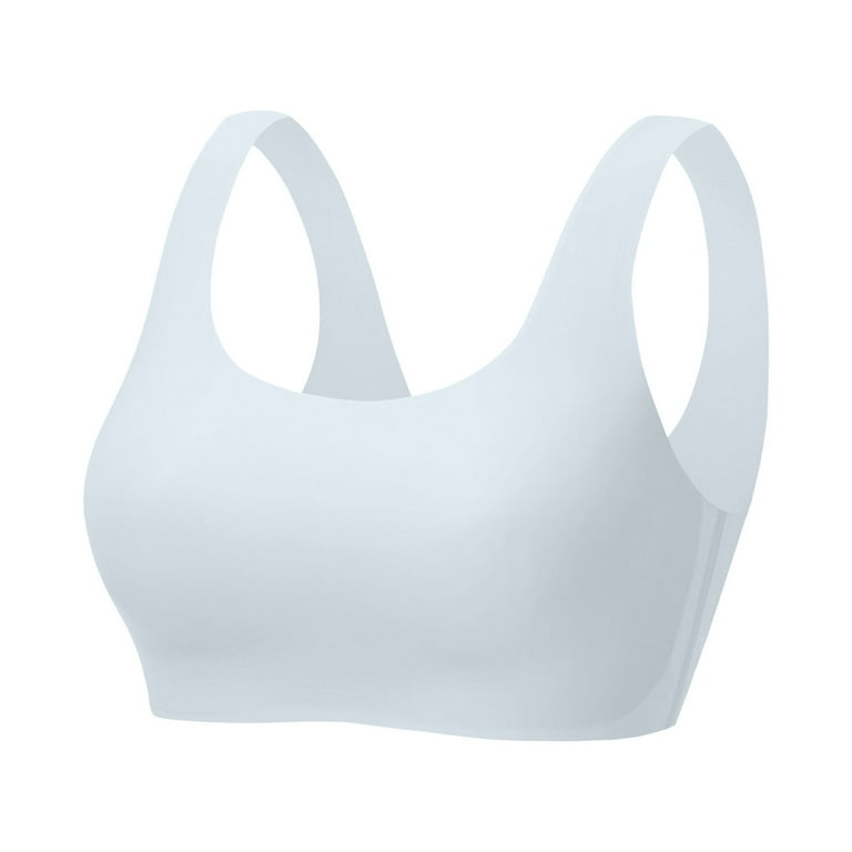 CLZOUD Comfy Bras Light Blue Women's Seamless MID Solid Color Sports Bra  with Removable Bra Pad Xl
