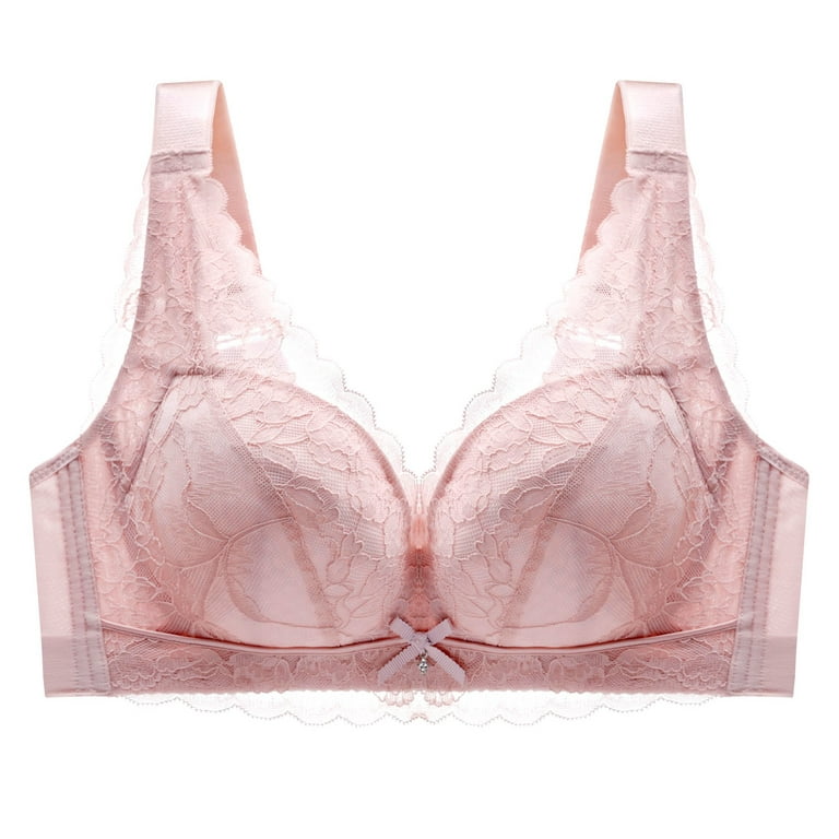 CLZOUD Comfy Bras Pink Polyester Underwear for Women Push Up