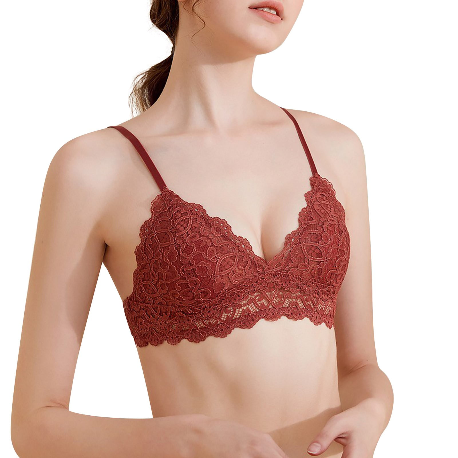 Women's Auden Unlined Triangle Adjustable Bralette Bra Berry Red Size M NEW