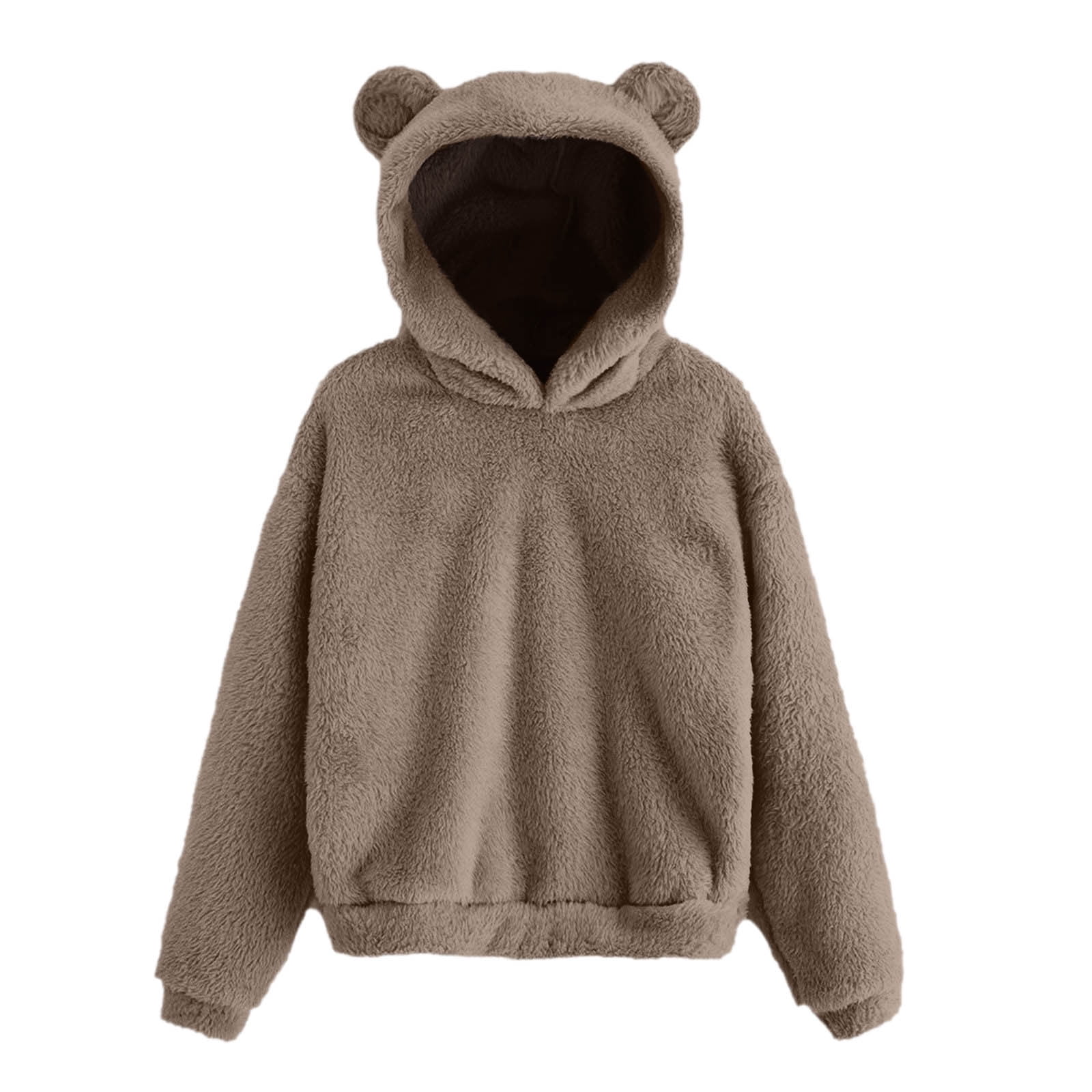 XFLWAM Bear Hoodie Women Fuzzy Pullover Sweater Sherpa Fleece Hooded Sweatshirt Furry Cute Animal Hoodies with Ears Purple 5XL Walmart