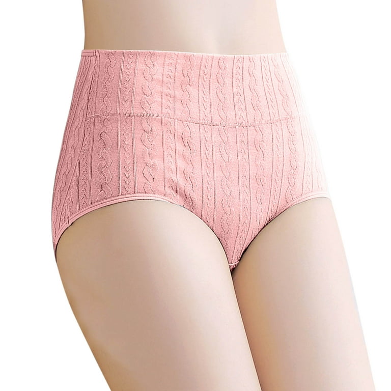 CLZOUD Oversized Underpants Pink Polyester,Spandex Ladies Underwear Cotton  Seamless Triangle High Waist Abdominal Lifting Panties L