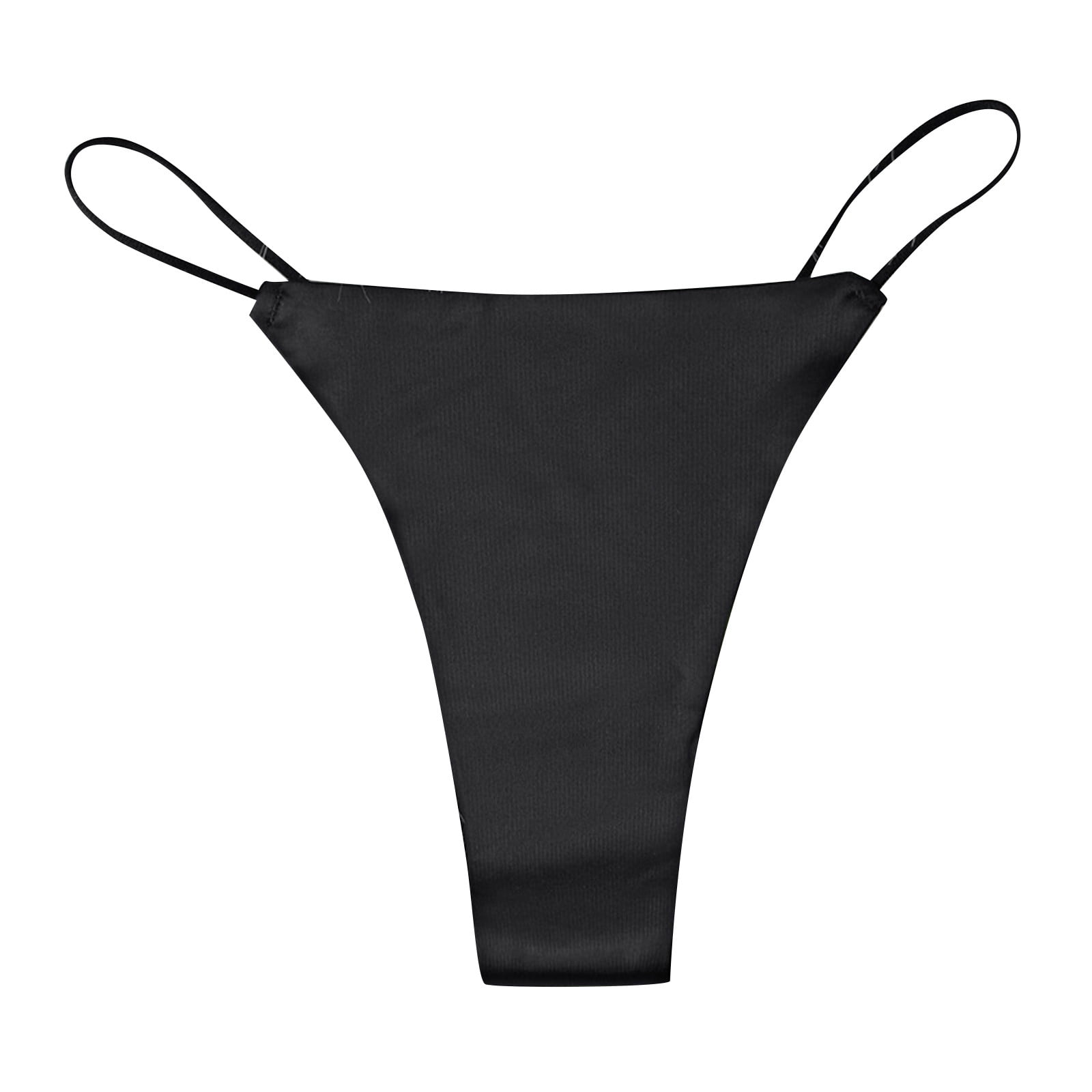 CLZOUD Pantys for Women Black Polyester Women Sports Fitness Underwear Thin  Sling Ice Silk Seamless Mid Waist T Pants Underwear L