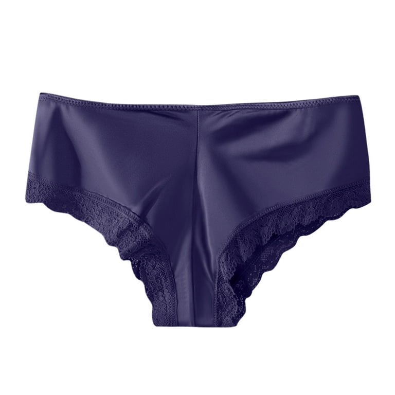 CLZOUD Plus Size Cheeky Brief Purple Lace Womens Underwear Cotton Bikini  Panties Lace Soft Hipster Panty Ladies Stretch Full Briefs Xl