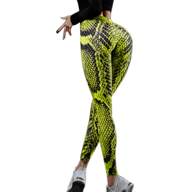 CLZOUD Stretchy Work Pants for Women Green Polyester Women's Fashion  Printed Workout Leggings Fitness Sports Gym Running Yoga Pants
