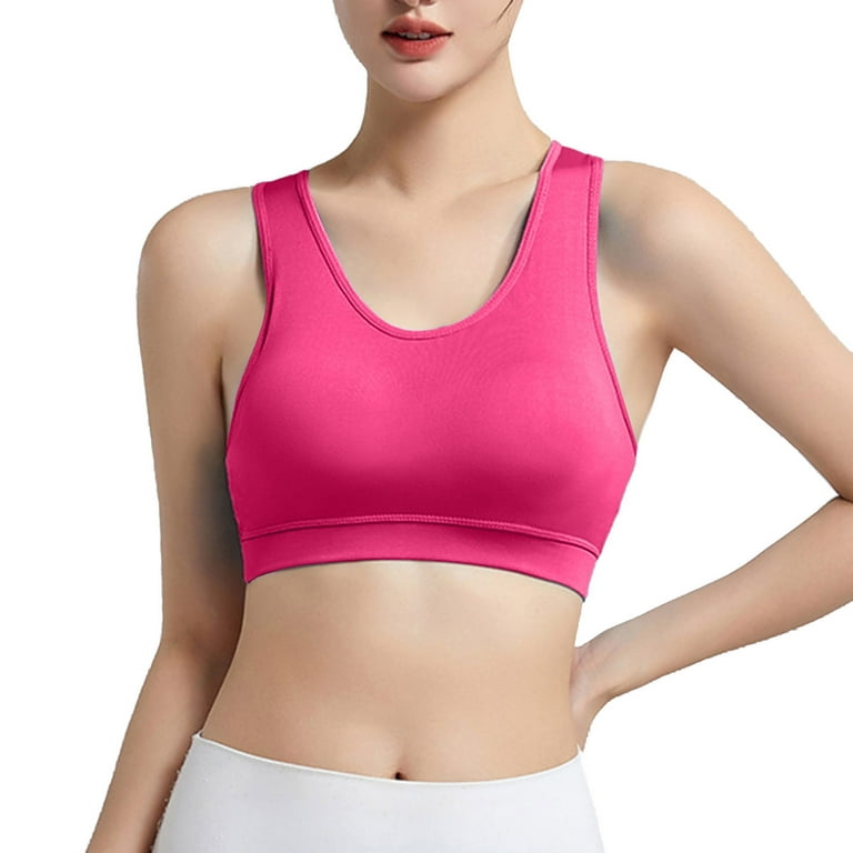 CLZOUD Supportive Bras for Women Hot Pink Women's Sports Underwear Women's  Shockproof Running Small Chest Push Up Fitness Yoga Vest Thin No Steel Ring