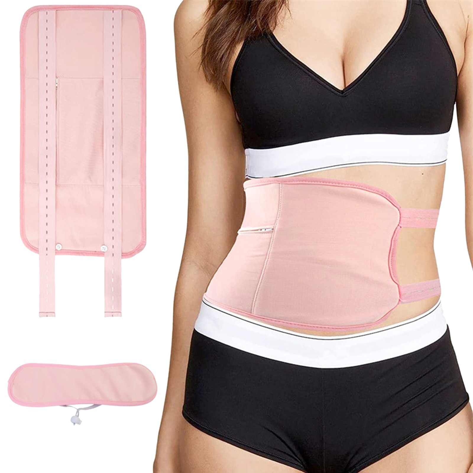 CLZOUD Tummy Control Underwear Womens Belly Belt Reusable Adjustable Waist Cover Belt and Neck Gaiter Pink One Size Walmart