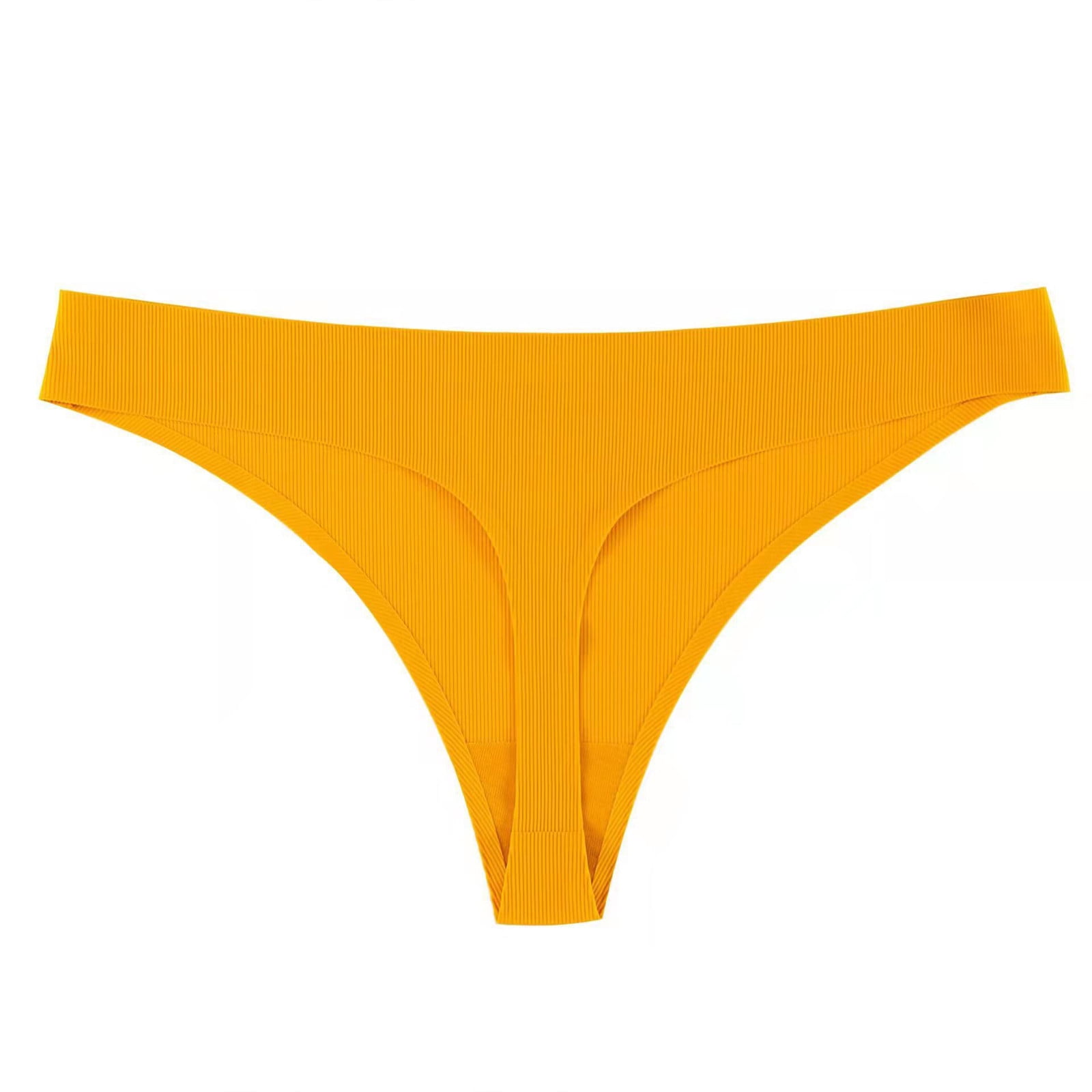 CLZOUD Underwear Yellow Ice Silk Women Thong G String Cotton Thongs