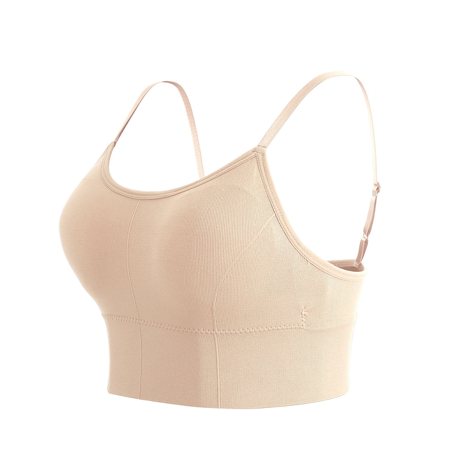 CLZOUD Wide Band Bras for Women Beige Sports Bra for Women No Wire Comfort  Sleep Bra Plus Size Workout Activity Bras with Non Removable Pads Shaping