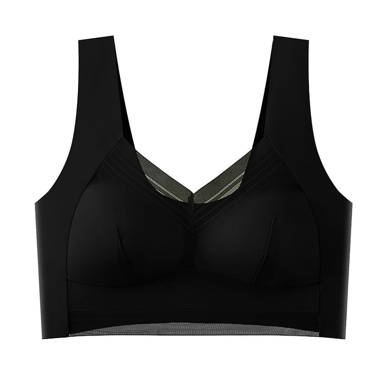 CLZOUD Wide Strap Bras for Women Black 1 Pieces Lace Bra Plus Size