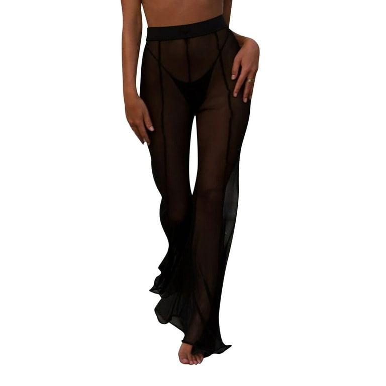 LinvMe Women's Hot Sexy See Through Sheer Mesh Long Pants Legging Black at   Women's Clothing store
