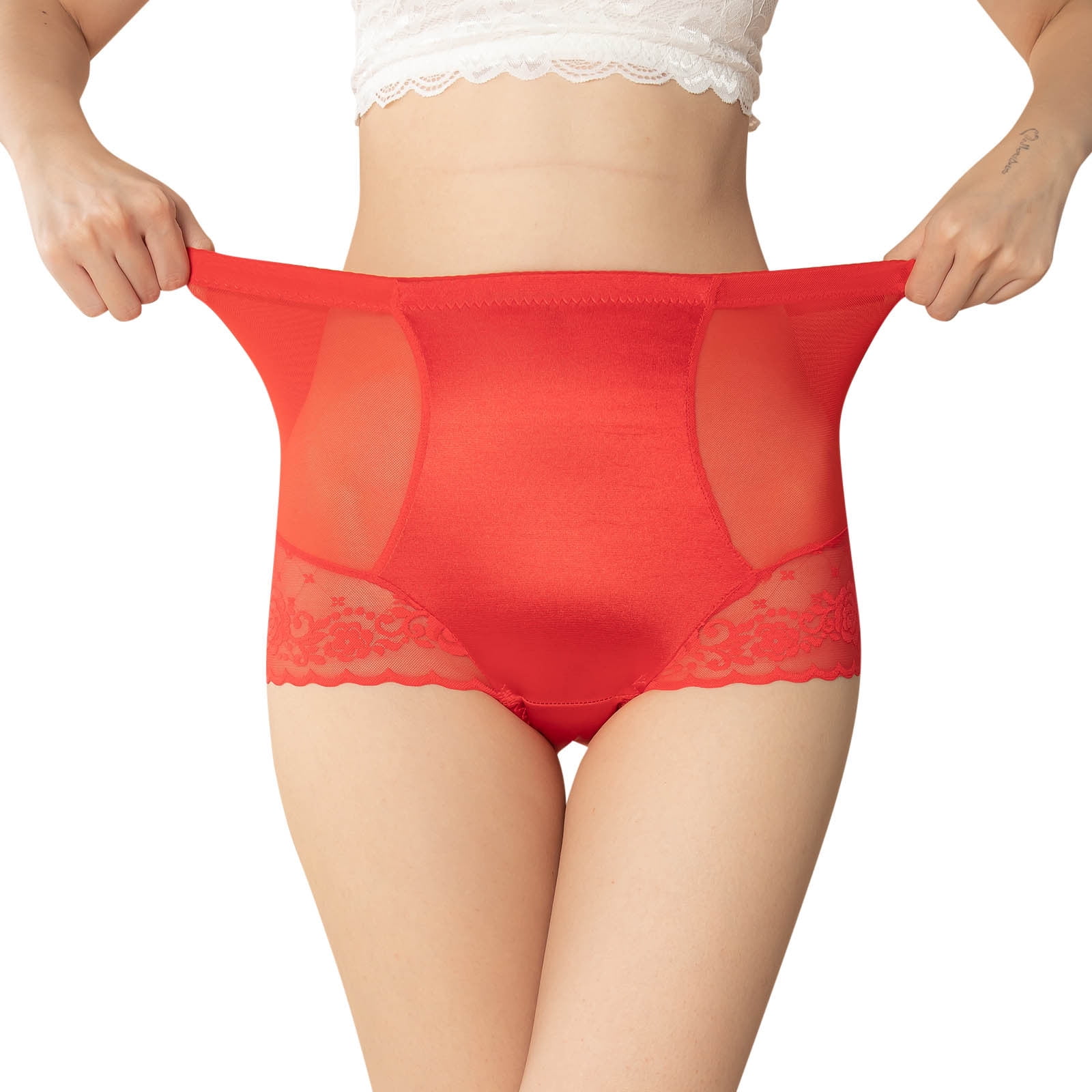 CLZOUD Women Sleep Underwear Red Nylon,Spandex Womens Underwear