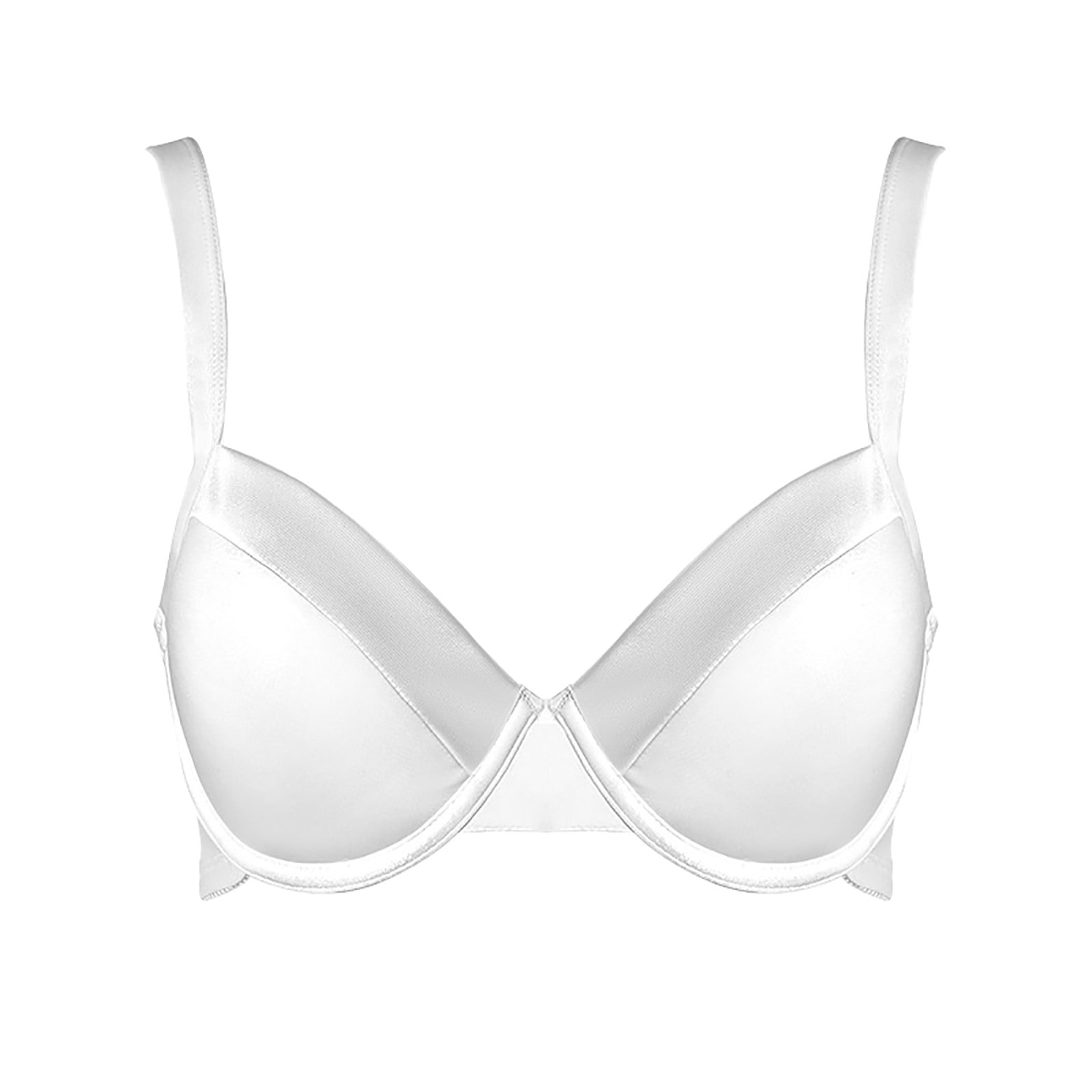 CLZOUD Women's Large Bra Solid Color Underwire Small Chest Beauty Back Bras  Push Up Anti Sag Adjusting Bra White 85C