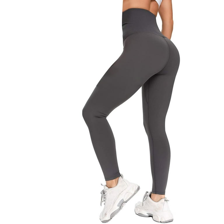 CLZOUD Women's Yoga Leggings Grey Polyester Women Sport Fitness Yoga Pants  High Waist Body Shaping Elasticity Pants Xl