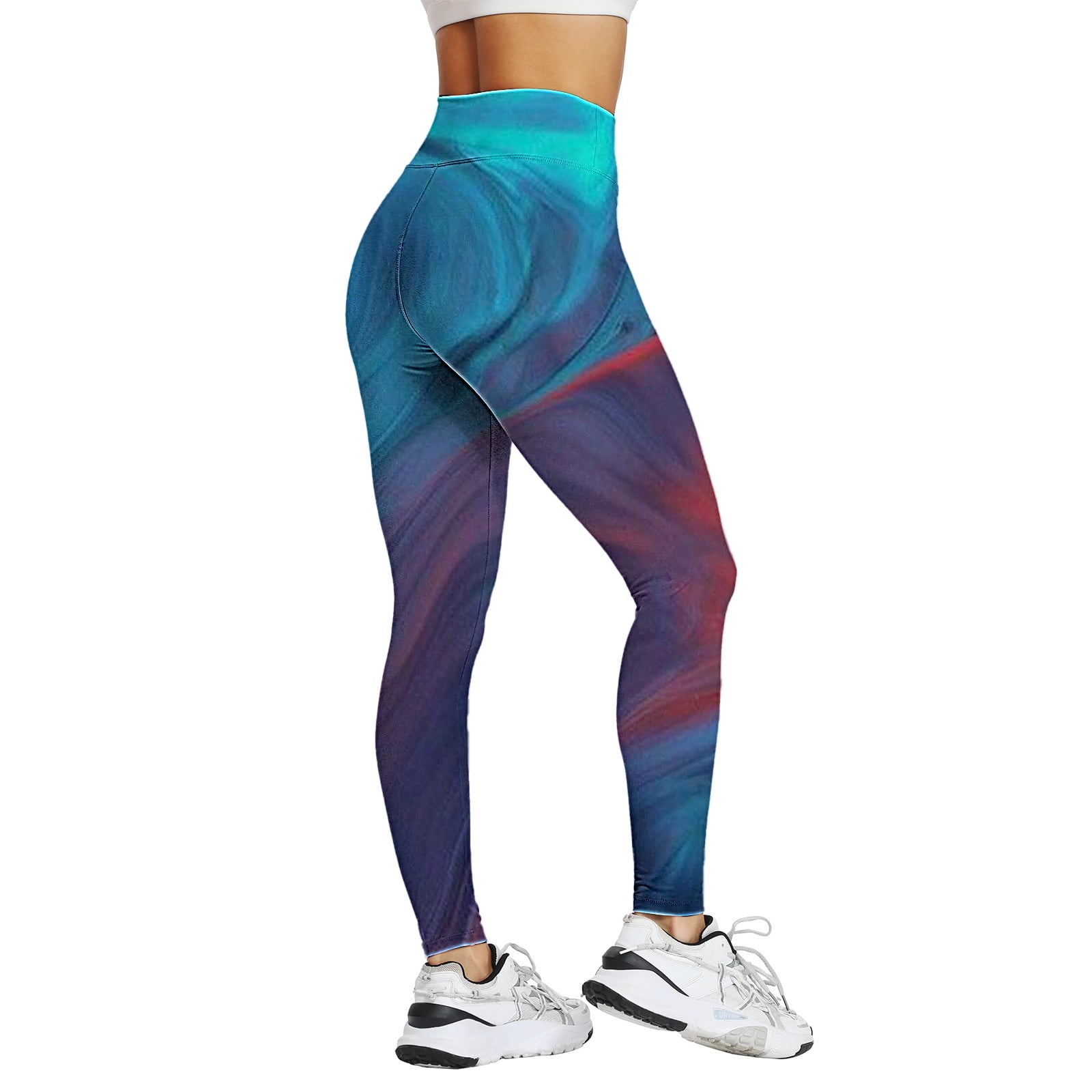 CLZOUD Stretchy Work Pants for Women Black Polyester,Spandex Print High  Waist Pants for Womens Tights Compression Yoga Fitness High Waist Leggings  Xxl