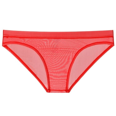 TMOYZQ Men's Sexy Mesh Underwear No Pouch Slim Fit Bikini Briefs Soft Breathable Low Rise Panties Low Rise Underwear Scrunch Butt Underpants