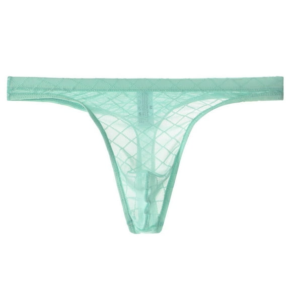 TMOYZQ Men's Thong Underwear, Floral Lace Mesh T-Back G-String Bikini Briefs Low Waist Breathable Stretch Panties, No Visible Lines