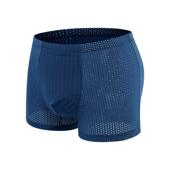 TMOYZQ Men's Sexy Underwear Breathable Mesh Boxer Briefs Soft Stretch Support Ball Pouch Bulge Enhancing Trunks Tag-Free Underwear
