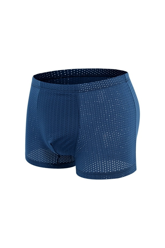 Men's Sexy Underwear Breathable Mesh Boxer Briefs Soft Stretch Support Ball Pouch Bulge Enhancing Trunks Tag-Free Underwear