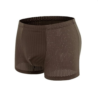 CLearance Under $5 TMOYZQ Men's Sexy Underwear Breathable Mesh Boxer Briefs Soft Stretch Support Ball Pouch Bulge Enhancing Trunks Tag-Free Underwear