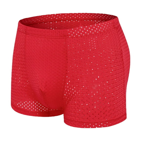 TMOYZQ Men's Sexy Underwear Breathable Mesh Boxer Briefs Soft Stretch Support Ball Pouch Bulge Enhancing Trunks Tag-Free Underwear