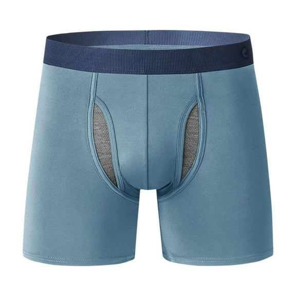 TMOYZQ Mens Underwear Boxer Briefs Soft Breathable Cotton Stretch Underwear Covered Waistband Total Support Pouch Open Fly Trunks
