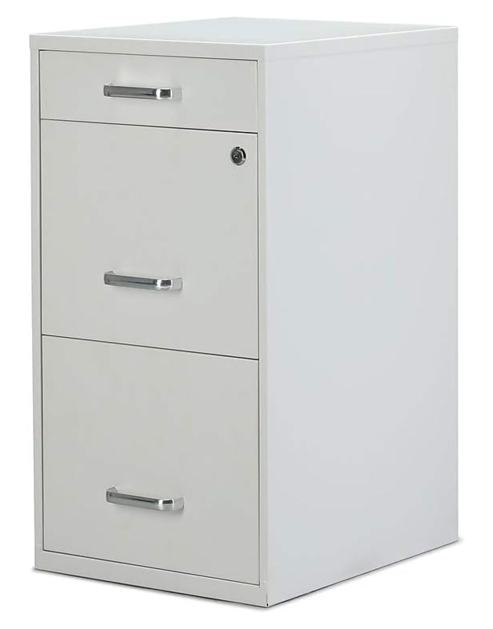 White 3-Drawer Lockable Metal Vertical Filing Cabinet