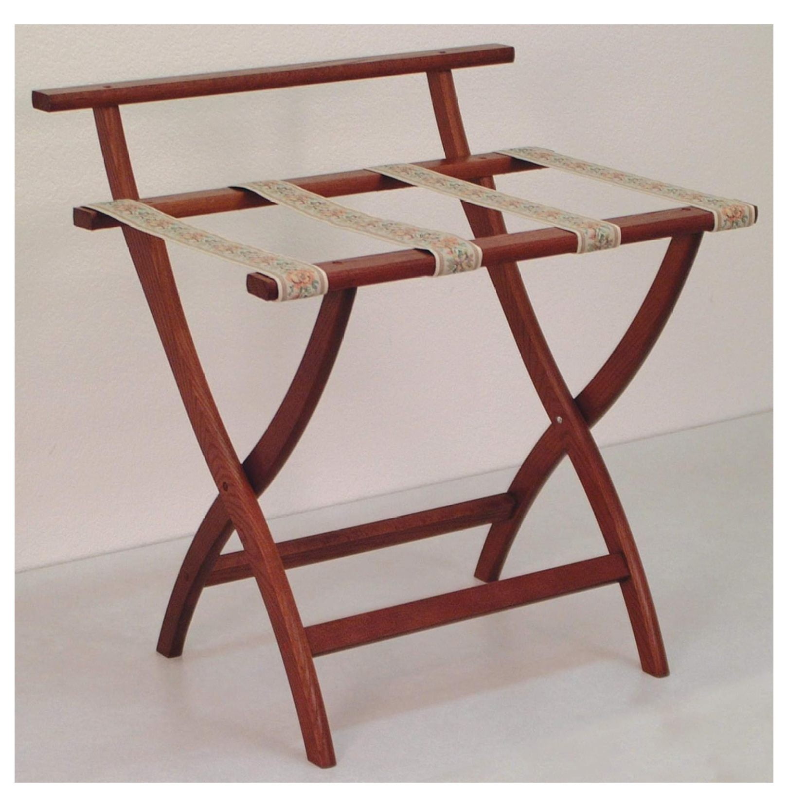 CLkPde WallSaver Luggage Rack,Tapestry Straps, Mahogany