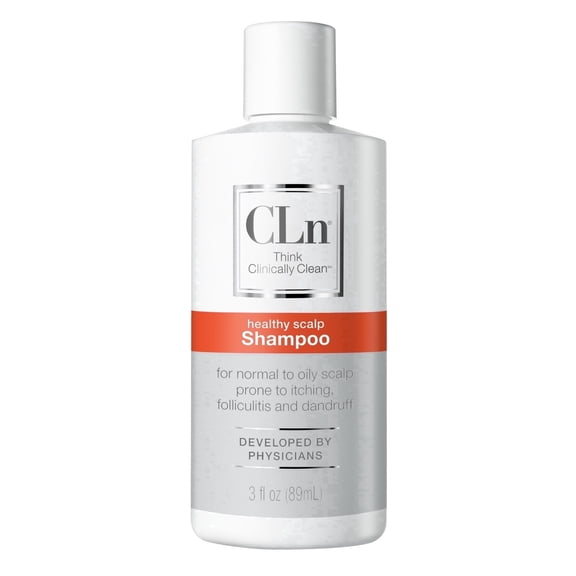 CLn Shampoo with Salicylic Acid, 3 fl oz, Clarifying Anti Dandruff Shampoo for Oily Hair, Itchy & Flaky Scalp