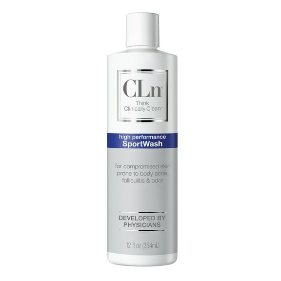 CLn® SportWash, 12 fl oz, Sport Bodywash for Body Odor, Foot Odor & Folliculitis, Fragrance Free Body Wash