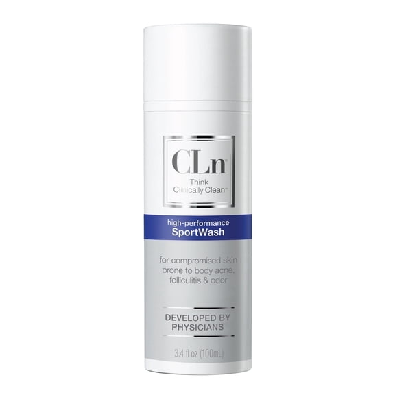 CLn SportWash, 3.4 fl oz, Sport Bodywash for Body Odor, Foot Odor & Folliculitis, Fragrance Free Body Wash