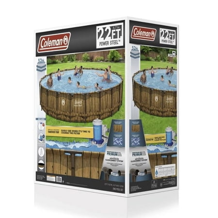 CM 22' Pool - Power Steel 22ft x 52in Round Metal Frame Above Ground Pool Set