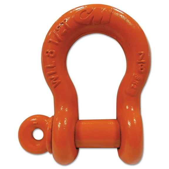 CM Columbus McKinnon Screw Pin Anchor Shackles, 1 1/4 in Bail Size, 3.3 Tons, Orange Paint