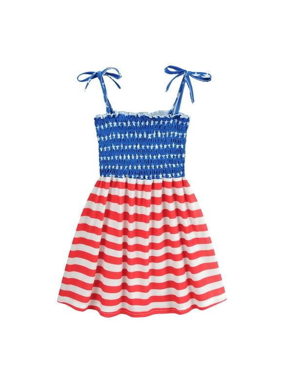 4th Of July Summer Dresses for Toddler Girl Sleeveless Sun Dress 2T