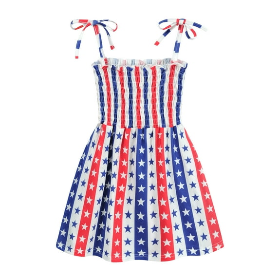 CM-Kid American Flag Dress for Summer Toddler Girl 4th Of July Sun Dresses 2T