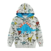 POPTEM Boys Hoodies Zip Up Jacket Dinosaur Hooded Sweatshirt Kids Clothes 6T