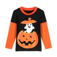thumbnail image 1 of POPTEM Boys Long Sleeve Shirts Halloween Shirt Cotton Ghost Tops Kids Shirts 9T, 1 of 7