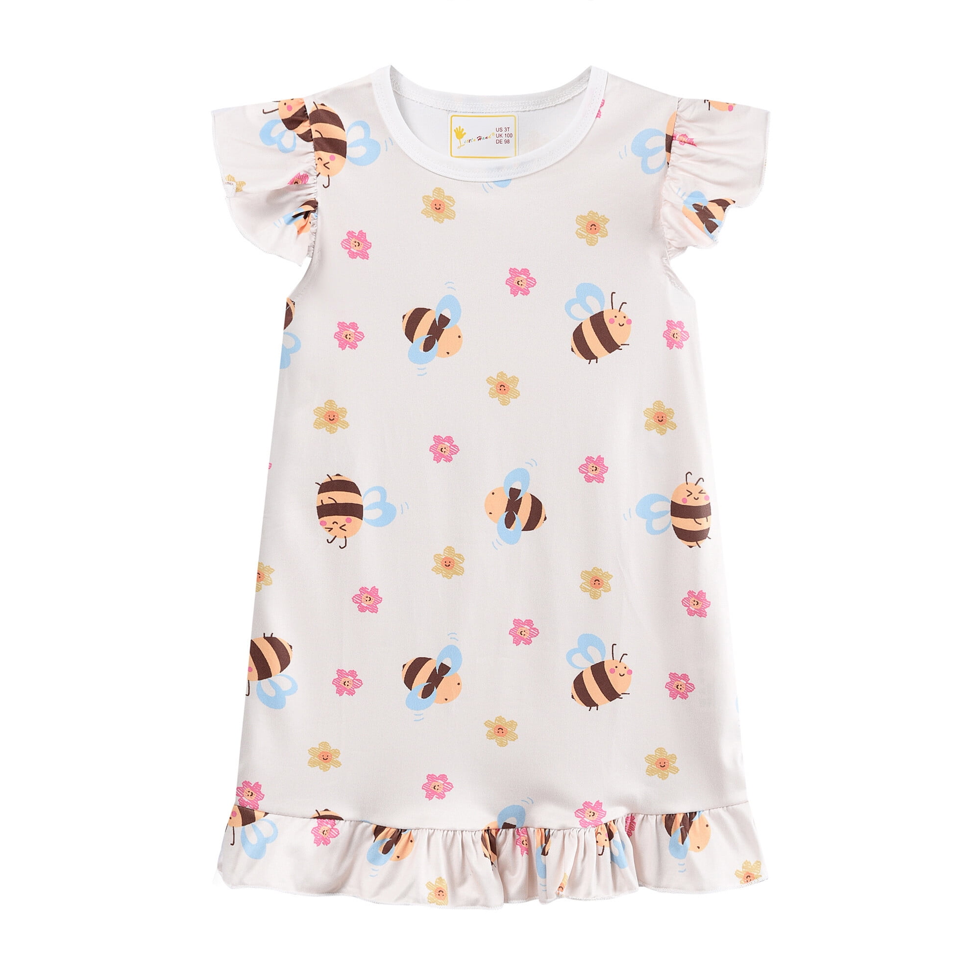 DDSOL Girls Nightgown Ruffle Sleeves Sleep Dress Cartoon Nighties One ...