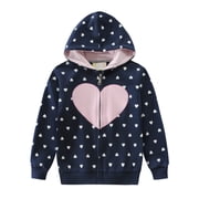 CM-Kid Little Girls Clothes Sweatshirts Hoodies Valentine's Day Jacket Zip-up Heart Pirnt Cotton Tops 7T
