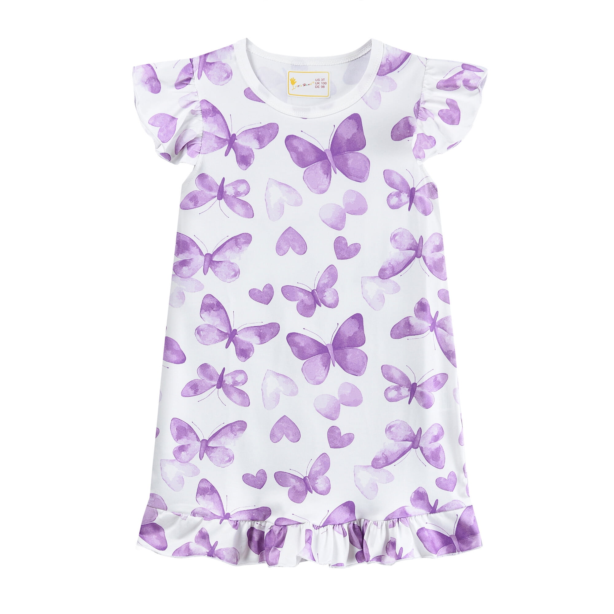 DDSOL Little Girls Nightgown Butterfly Nighties Short Sleeves Sleep ...