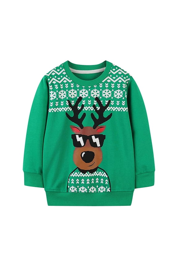 Toddler Girls Christmas Sweatshirt Reindeer Cotton Clothes Long Sleeve Casual Pullover Tops 3t